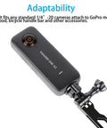 Insta360 One X2 attached to One Quarter Inch Screw Head Camera Mount Adapter for Tripod Rig CNC Aluminum Alloy Conversion Fits GoPro Max