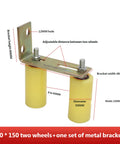 Universal Slide Gate Guide Roller Hardware with yellow rollers attached to metal bracket, 150mm width, for quiet sliding doors.