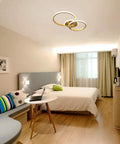 Modern LED Ceiling Light Flush Mount 106W With Six Ring Circle Design in bedroom, gold acrylic, 6000K cool white, ultra bright