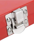 Close-up of metal latch on red box of 88 Piece Thread Repair Kit For M6 M8 M10 Threads Pro Grade Heavy Duty Steel Alloy Insert Tool Set