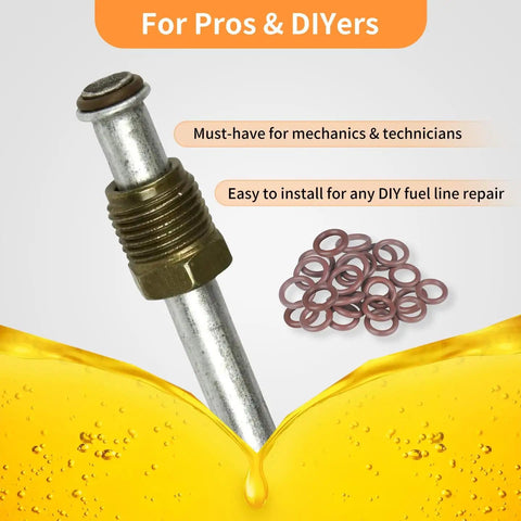 24 Pack FKM Fuel Line O Ring Kit For Quick Connect Fittings 5/16 Inch And 3/8 Inch with metal connector and orange background