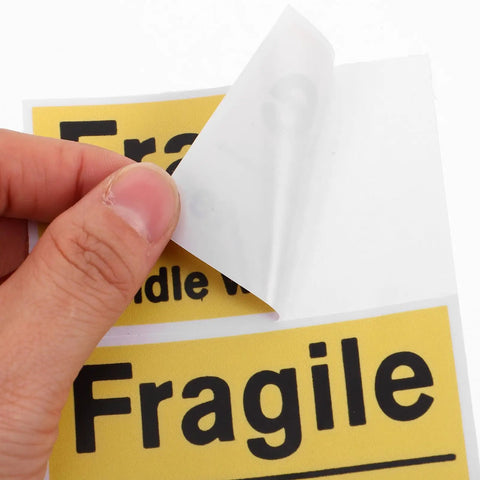 6 Pack Yellow PVC Fragile Shipping Labels with Adhesive Warning Stickers for Moving Boxes and Warehouses, High Visibility Packing Labels for Efficient Shipping and Handling, Bulk Package Stickers, peel-back adhesive