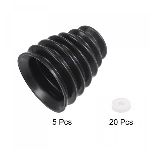 5 Pack Top Shelf Heavy Duty Silicone Drill Dust Collectors For Electric Hammer And Impact Drills, black silicone dust cover with washer.