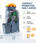 Heavy Duty Commercial Automatic Citrus Juicer Machine High Output Electric Orange Lemon Squeezer Extractor with Auto Pulp Separation, 20.1" tall.
