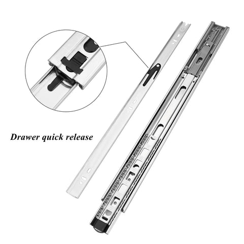 22 Inch Ball Bearing Drawer Slides Soft Close Full Extension Heavy Duty With Brackets Side Or Rear Mount Zinc Plated Steel
