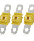 Heavy Duty Midi Fuses 60 Amp Copper Plated Auto Fuse Kit set of three, yellow, for trucks and RVs, reliable circuit protection.