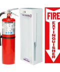 Solid Ten Pound Refillable Abc Fire Extinguisher With Wall Mount Steel Cabinet And Drop Dead Simple Directions for shop use.