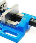 Unigrip Drill Press Vise 4 Inch Heavy Duty Cast Iron Machine Tool Vise With Precision Ground Base And Vise Bed, angled view.