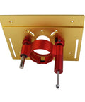 Heavy Duty Aluminum Router Lift For Top Shelf Woodworking Tables featuring smooth manual crank and red clamping base.