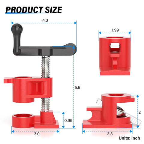 Heavy Duty Three Quarter Inch Pipe Clamp Set Two Pack With Quick Release Cast Iron Jaws For Woodworking Projects In The Shop Construction And Home Improvement Tasks Workhorse Performance size diagram showing 3/4 inch clamp dimensions
