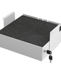 Spacious Under Desk Drawer Featuring Silky Slide Out Rails And A Rock Solid Side Lock Heavy Duty White Steel Organizer for storing office gear.