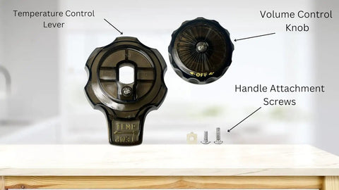 Faucet Handle Replacement Kit For MXT111 With Grey Smoked Acrylic Finish Includes Temperature Control Lever And Volume Control Knob