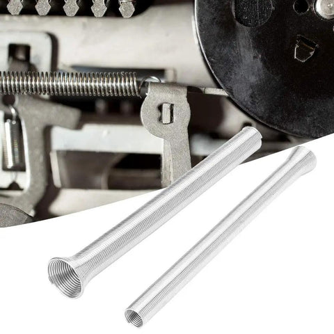 Close up of 5 Piece Super Elastic Steel Pipe Bender Set, showing steel coiling springs for bending copper and aluminum tubes.