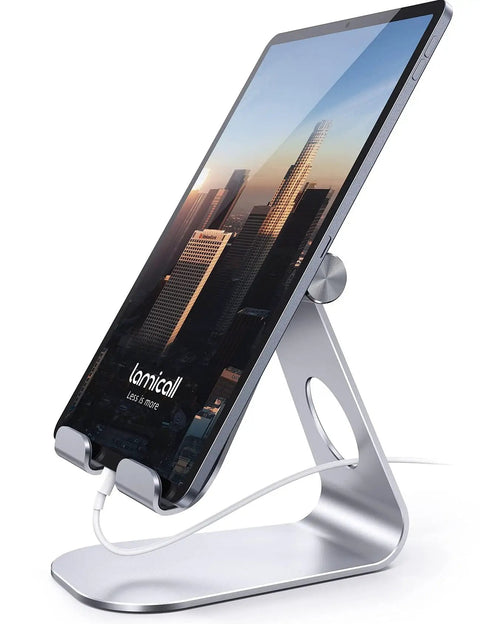 Adjustable Tablet Stand For 4 To 13 Inch Tablets And Phones Desktop Holder For iPad Pro Models Air Mini Kindle Switch Galaxy Tab And More Ideal Office Desk Accessory For Home And Work