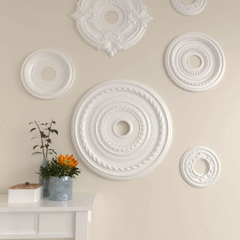 Cole Ceiling Medallion 25 3 8 Inch Outer Diameter 3 3 8 Inch Inner Diameter 1 3 8 Inch Projection displayed on a wall