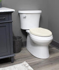 Ashland Style Elongated Wood Toilet Seat With Slow Close Secure Hinges And Quiet Operation Adjustable Front To Back Biscuit Color