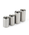 Front view of 304 Stainless Steel Threaded Dowel Pin Set With Internal Thread Parallel Locate Pins for CNC workbenches, 80mm length, M4x6mm thread.