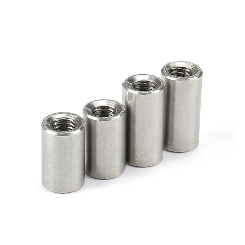Front view of 304 Stainless Steel Threaded Dowel Pin Set With Internal Thread Parallel Locate Pins for CNC workbenches, 80mm length, M4x6mm thread.