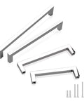 10 Pack Solid Polished Chrome Cabinet Handles 5.4 Inch Overall Length With 5 Inch Hole Center Euro Style Square Bar Pulls
