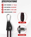 Product specifications for Ratchet Tie Down Straps Six Millimeter Nylon Rope Four Pack Twelve Foot Each Adjustable Hangers