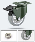 Mavvilo Heavy-Duty 3-Inch Swivel Caster Wheels for Furniture & Industrial Use with green steel plate and locking feature.