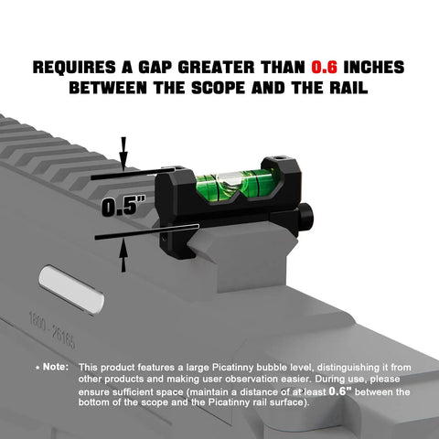 One-Slot Picatinny Rail Anti-Cant Bubble Level With Low-Profile Open Design shown on firearm rail