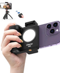 Grip Holder For Smartphone With Remote Shutter Tripod Mount And Removable Ring Light Upgraded Three Level Fill Light 1000mAh Battery