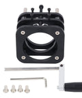 Router Lift Kit With Hand Crank 51mm Height Adjustment And Four Jaw Clamping Table System Universal Table For 64 To 66mm Woodworking Machines Aluminum Alloy Construction No Fuss Precision, black aluminum lift kit with crank and screws