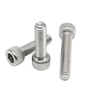 Close-up view of M2 M3 Hex Socket Head Cap Screws, stainless steel 304 A2, part of the 10 sizes hardware kit for DIY projects.