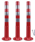 3 Pack Fixed Heavy Duty PVC Parking Bollards With Expansion Bolts Flexible Traffic Delineator Posts With High Vis Reflective Tape.