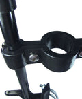 Close-up of Rugged Push Style Pool Gate Latch For Chain Link Fences, showing durable black plastic and mounting screws.