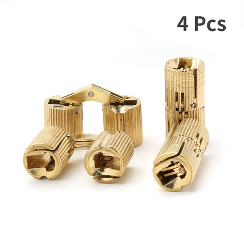Invisible 8mm Brass Barrel Hinges For Jewelry Boxes And Cabinets Hidden Cylindrical Hinge With 180 Degree Opening, 4 Pack