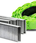 Top Shelf 18 Gauge 1-1/4 Inch Cap Staples 2000 Count Pack with plastic collated fasteners and metal staples.