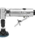 Beast Pro Grade Pneumatic Engraving Tool With 90 Degree Bend High Speed Air Die Grinder, side view with polishing disk attached.