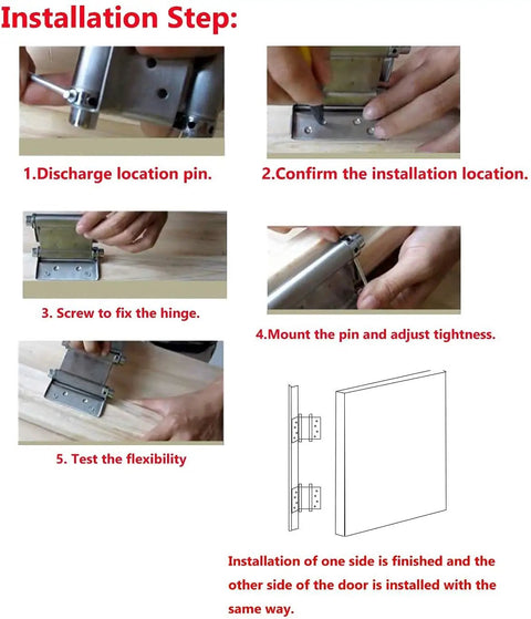Installation guide for Two Pairs 3 Inch Double Action Spring Door Hinges Set For Stainless Steel Cafe Saloon Doors Self Closing Black