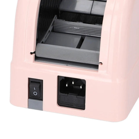Electric Automatic Tape Dispenser And Ribbon Cutter Machine Featuring Smart Auto Sensor For 6 To 60 Mm Tape, showing power switch and outlet.