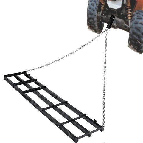 8 Ft Drag Harrow Driveway Grader For Gravel Sand Lawn And Soil Heavy Duty Tow Behind Lawn Rake with 5 Ft Chain attached to ATV