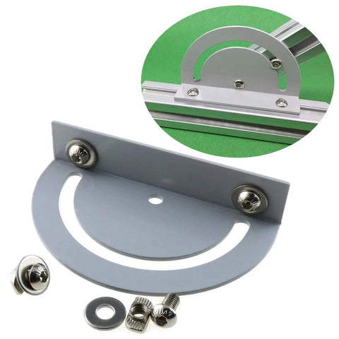 180 Degree Cross Joint Plate For 3030 Aluminum Extrusion Kit With Corner Bracket And Screws, parts laid out and assembled view.