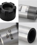 No Sweat ER20 ER25 ER32 Collet Chuck For CNC Milling And Lathe Work With Lengthened Body showing black nut and silver body details.