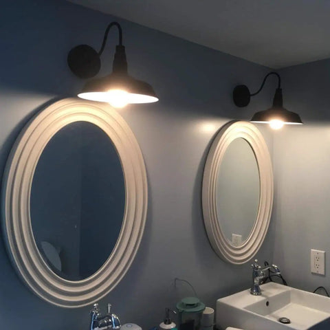 Two Pack Black Farmhouse Vanity Light Fixtures E26 Wall Lamps Sconces for bathroom mirror setup
