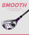 All In One Women Golf Club Set With Driver Fairway Wood Hybrid 6 PW Irons Putter Stand Bag 3 Head Covers Ultra Light Graphite Shafts Right Handed Purple 3 Size Options smooth design with ultra-light graphite shafts