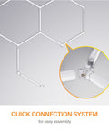 Quick connection system for Five Grid Hexagon LED Garage Light System 200W 17280 Lumen Daylight 6500K Hella Bright Glare Free Ceiling
