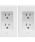 Recessed Duplex Outlet Kit For Wall Mount Tamper Resistant 15A 125V 1 Gang White Finish Slim FlatBack Receptacle 2 pack