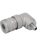 Summit Hydraulics 90-degree flat-face skid-steer hydraulic quick-connect coupler, side view, 3/8 in JIC male thread.