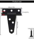 Product size diagram of Four Pack Badass Heavy Duty T Strap Hinges Built Tough From Rustproof Wrought Iron.