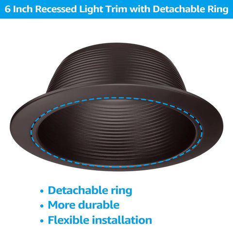 6 Inch Recessed Light Trim With Rosewood Decor And Detachable Ring For Halo Juno Remodel Housings Step Baffle In Bronze