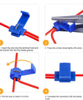 Installation steps for 100 Piece Quick Splice Solderless Wire Connectors T Tap Kit, Insulated Terminal Assortment For 22 To 18, 18 To 14, 12 To 10 AWG Cables.