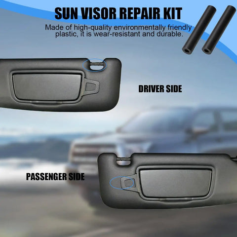 Car Sun Visor Repair Kit 4Pcs Rubber Visor Tubes For Driver And Passenger Side Auto Sun Visor Pipe Replacement Accessories Compatible With 2007 2017 Wrangler, detailed view of visor sections and rubber tubes.