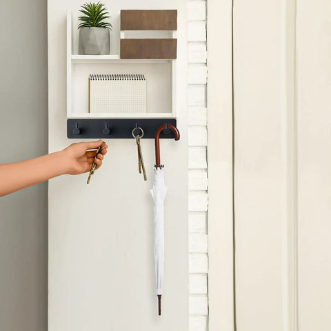 Rock Solid Stainless Steel Key Holder With Four Rustproof Adhesive Hooks For Wall Mount Home Organization Built Like A Tank Entryway Setup Real McCoy Storage Rack