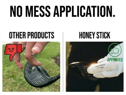 Comparison of messy vs mess-free Anti Slice Gel For Golf Clubs That Crushes Slices And Keeps Centered Contact, Spin Control.
